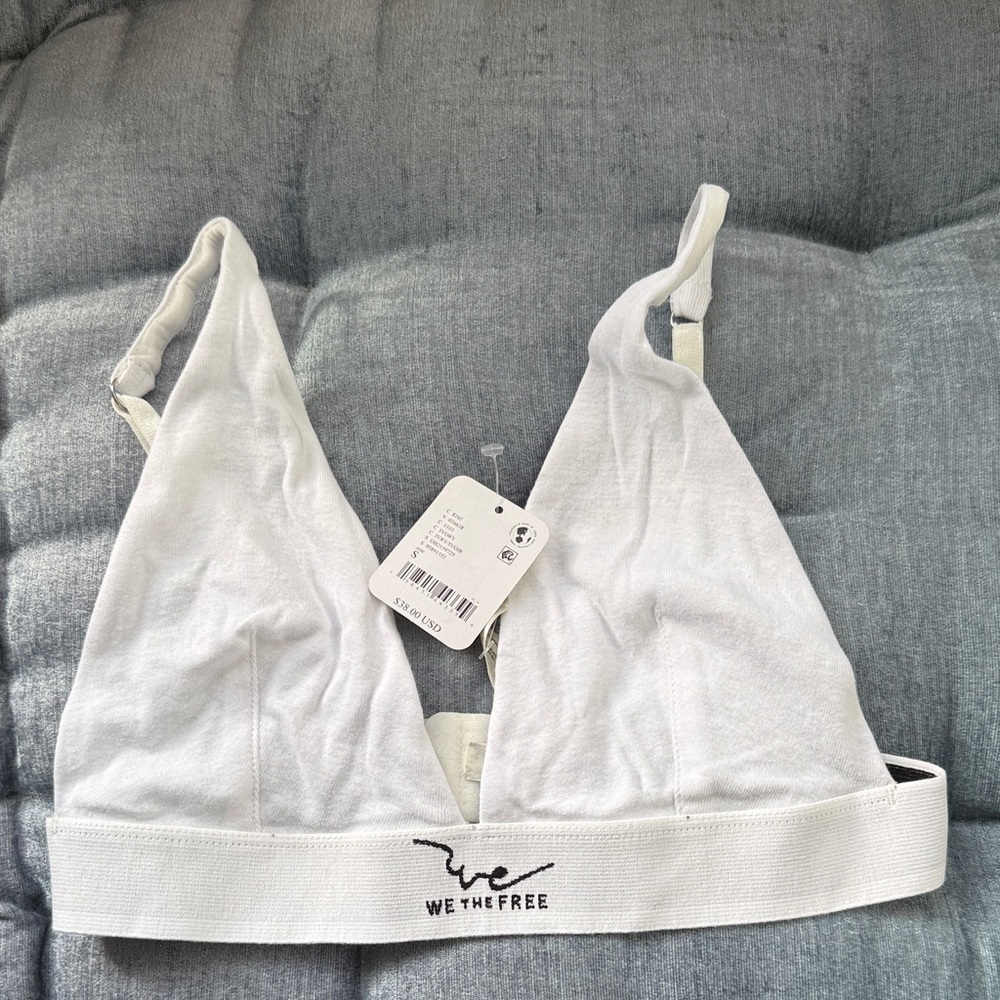 NWT We The Free Soft White Triangle Bralette 100% cotton size S small